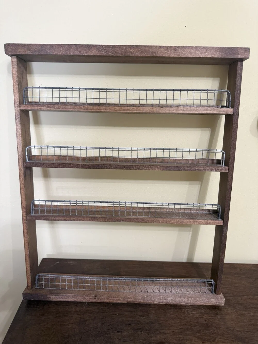 Handmade Wooden Spice Rack Rustic Farmhouse Four Shelves Trinket Shelf